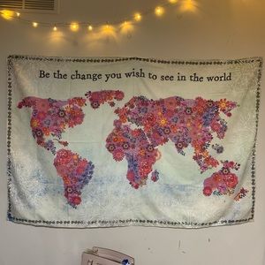 Flower World Map Tapestry